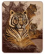 CHEETAH &amp; TIGERS QUEEN SIZE 79&quot;X96&quot; SOFT MEDIUM WEIGHT BED SPREAD THROW ... - £47.14 GBP