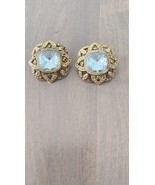 Avon Palace Collections Clip Earrings Rare Crystals Antique Gold Victorian - $48.02 CAD