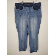SOHO Legging Crop Jeans 14 Womens Mid Rise Skinny Leg Raw Hem Multicolor Denim - £22.40 GBP