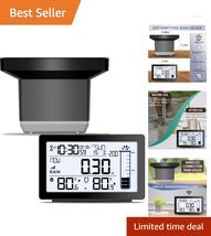 Best Rated Digital Rain Gauge with Alerts &amp; Temperature Display - Yard E... - $92.02