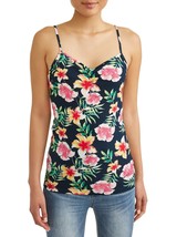 No Boundaries Women&#39;s Juniors Rib Cami Shirt X-Large (15-17) Blue Cove Tropical - £6.70 GBP