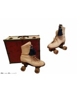 Vintage women Chicago roller skates ware bros. wooden wheels size 7 with... - £78.34 GBP