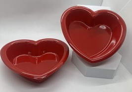 Lot of 2 Red Melamine Heart Shaped Candy Dish Bowls 6.5&quot; Width - $8.70