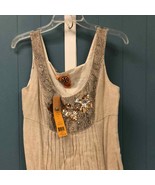 Tory Burch orchid flax gold beaded cotton linen blend dress women’s size 8 - $135.41 CAD
