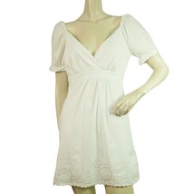 BCBG Max Azria White Puff Sleeves Lace Details Mini Length Dress size 2 - $123.75