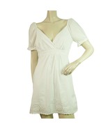 BCBG Max Azria White Puff Sleeves Lace Details Mini Length Dress size 2 - €106,97 EUR