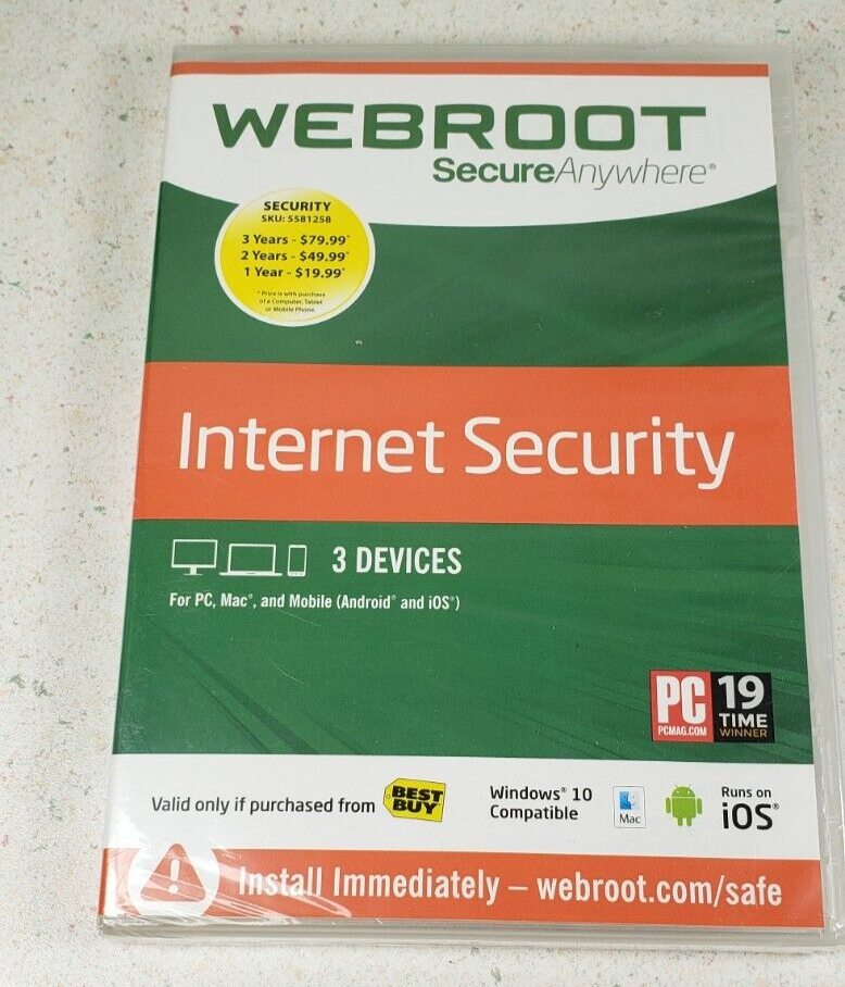 Webroot Secure Anywhere Internet Security 3 Devices New Sealed Windows  Mac IOS - $14.56