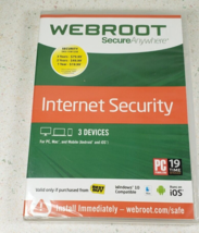 Webroot Secure Anywhere Internet Security 3 Devices New Sealed Windows  ... - £11.53 GBP