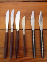 Lot of 6 Vintage Canoe Muffin Brown Black Starburst Mid Century Knives F... - $24.99