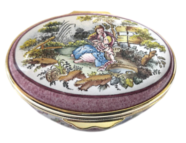 Marshall &quot;Happy Anniversary&quot; Couple in Park English Enamels Box - £54.57 GBP
