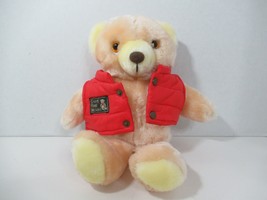 Honey teddy bear plush Bialosky Save the Bears Gund Red Vest vintage Korea - £10.57 GBP