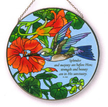 Sun Catcher -- Nasturtium &amp; Hummingbird -- Psalm 96:6  - £19.66 GBP