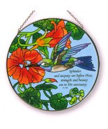 Sun Catcher -- Nasturtium &amp; Hummingbird -- Psalm 96:6  - $41.16 CAD