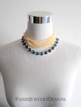 Montana Blue Statement Rivoli Necklace w/ Swarovski Crystals 12mm / Cupchain Cho - £59.81 GBP