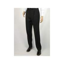 Men's MANTONI Pleated Dress Pants 100% Wool Super 140's Classic Fit  40901 Black image 5