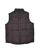 Lands End Puffer Vest Mens L Black Quilted Snap Button Jacket Goose Down - £25.40 GBP