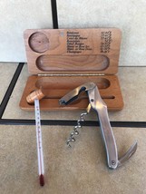 Vintage Wine Thermometer and Corkscrew in Wood Case - 1980&#39;s - £19.18 GBP