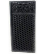 Western Leather Basketweave Floral Tooled Longhorn Bifold Wallet 3 colors - £23.44 GBP