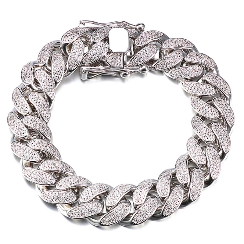 HIP HOP High-Quality Iced Out  Bracelet For Men  Paved Bling Zircon Stone Gold C - £147.27 GBP