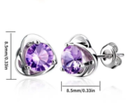 Rose Shaped With Inlaid Clear Zircon Stud Post Earrings  - New - £11.80 GBP
