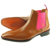 Lorens &quot;Alonzo&quot; Chelsea, Leather Men&#39;s Ankle Boots, Camel/Pink, Made in ... - £118.19 GBP