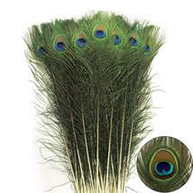 24Pcs Peacock Feathers Long Natural In Bulk 40-45 Inch 100-115 Cm For Va... - £48.69 GBP