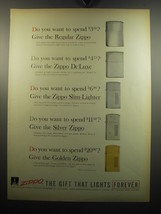 1957 Zippo Cigarette Lighters Ad - Regular, De Luxe, Slim-Lighter, Silver Zippo - £14.53 GBP