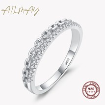 Fashion 925 Sterling Silver Dazzling Zircon Chain Shape Stackable Finger Ring Fo - £10.69 GBP