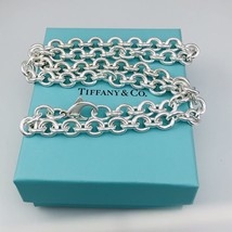 Tiffany &amp; Co 22&quot; Silver Mens Unisex Silver Round Large Link Rolo Chain N... - £398.74 GBP