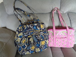 Vera Bradley Ellie Blue Satchel and Bermuda Pink Purse Quilted Handbags ... - $34.99