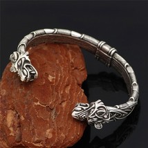 Stainless Steel Dragon Bracelet Vintage Viking Cuff Bangle Opening Size Adjustab - £16.99 GBP