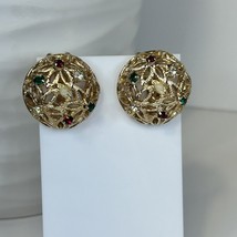 BERGERE Gold-Tone Textured Filigree Clip-On Earrings Rhinestones, Faux P... - €12,90 EUR