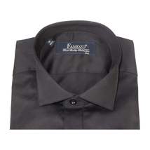Men's Tux Shirt FAMOZO Turkey 100% Cotton French Cuffs Wing Tip FA3 Black image 5