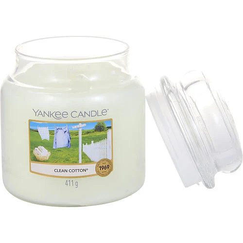 Yankee Candle Clean Cotton 14.5 oz Scent Glass Jar, fresh scent, scented, medium - £21.92 GBP