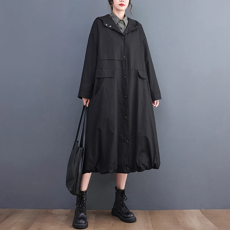 Oladivi Large Size  Casual Loose Hooded Trench Coat  Spring Autumn New Oversized - £470.84 GBP