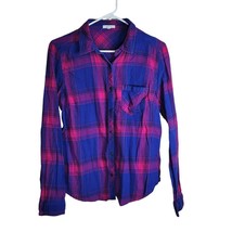 Maurices Button Up Purple Pink Plaid Womens Large - £10.47 GBP