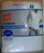 5 pack Mens XL V-Neck Tee Shirts 100% Cotton White 46&quot; - 48&quot; HANES - $56.55 CAD