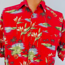 Puritan Hawaiian Aloha Shirt LT Bird Of Paradise Flowers Palm Pineapples Islands - £35.54 GBP