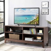 58 Inch Modern Entertainment Media Center Wood TV Stand-Walnut - £165.16 GBP