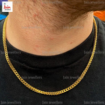 REAL GOLD 18 Kt, 22 Kt Hallmark Gold Link Franco Men&#39;s Necklace Chain 4 MM - £1,475.69 GBP+