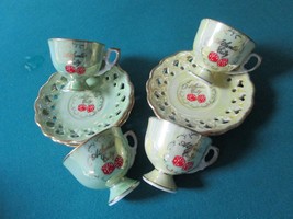 Lusterware 4 Coffee Cups And Saucers Souvenir From Atlantic City, New Jersey Usa - £49.07 GBP