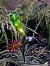 Glass Bottle, Metal Butterfly Solar LED Garden Stake, Yard Art - $27.96