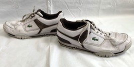 Lacoste Casual Sneakers Mens Size 13 Tennis Shoes White Leather Brown Suede - £27.59 GBP