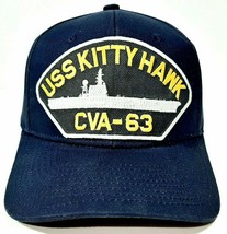 US Navy USS Kitty Hawk CVA-63 Men&#39;s Patch Cap Hat Navy Blue - £10.27 GBP