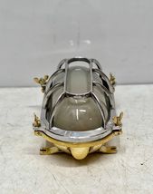 Antique Brass Bulkhead Ceiling Light with Aluminum Cage &amp; White Glass Lot of 2 - $339.57