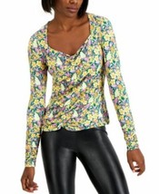 MSRP $50 International Concepts Ruched-Front Top Floral Green Size Medium NWOT - £11.44 GBP