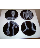 Set of 4 Department 56 Halloween Skeleton Skull Bones Plates Dessert App... - $28.05 CAD