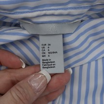 H&amp;M Shirt Womens 6 Blue White Sleeveless Blouse Collar Stripe Button Polyester - £17.89 GBP