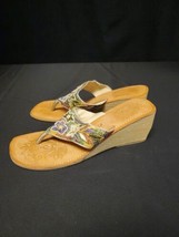 N.Y.L.A. Colorful Wedge Sandals Wood Heels Shoes Size 6 1990s - $13.06