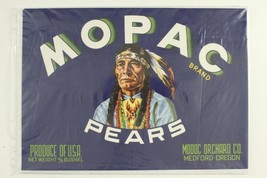Vintage Paper Food Advertising Label MOPAC Orchard Pears Medford Oregon - £8.62 GBP